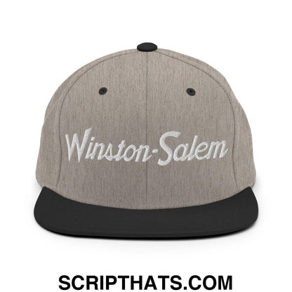 Winston-Salem Script Snapback Hat Heather Black
