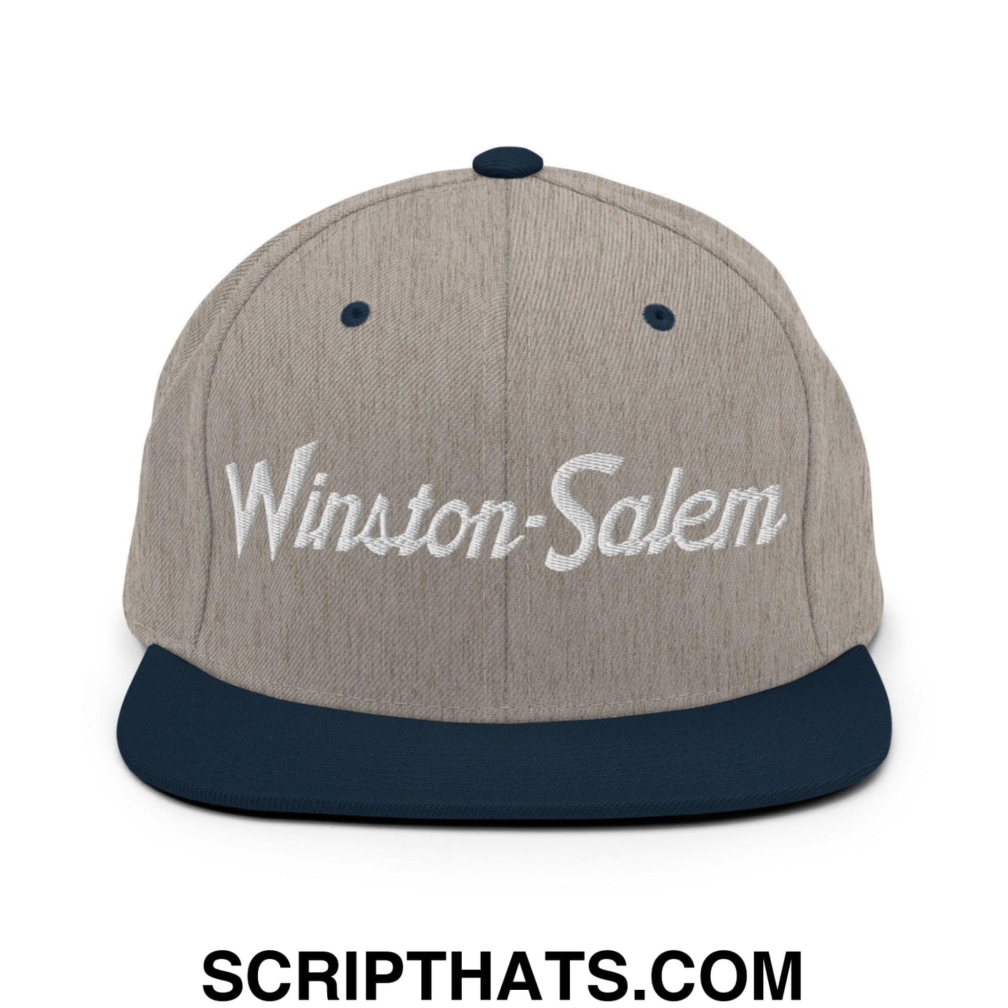 Winston-Salem Script Snapback Hat Heather Grey Navy