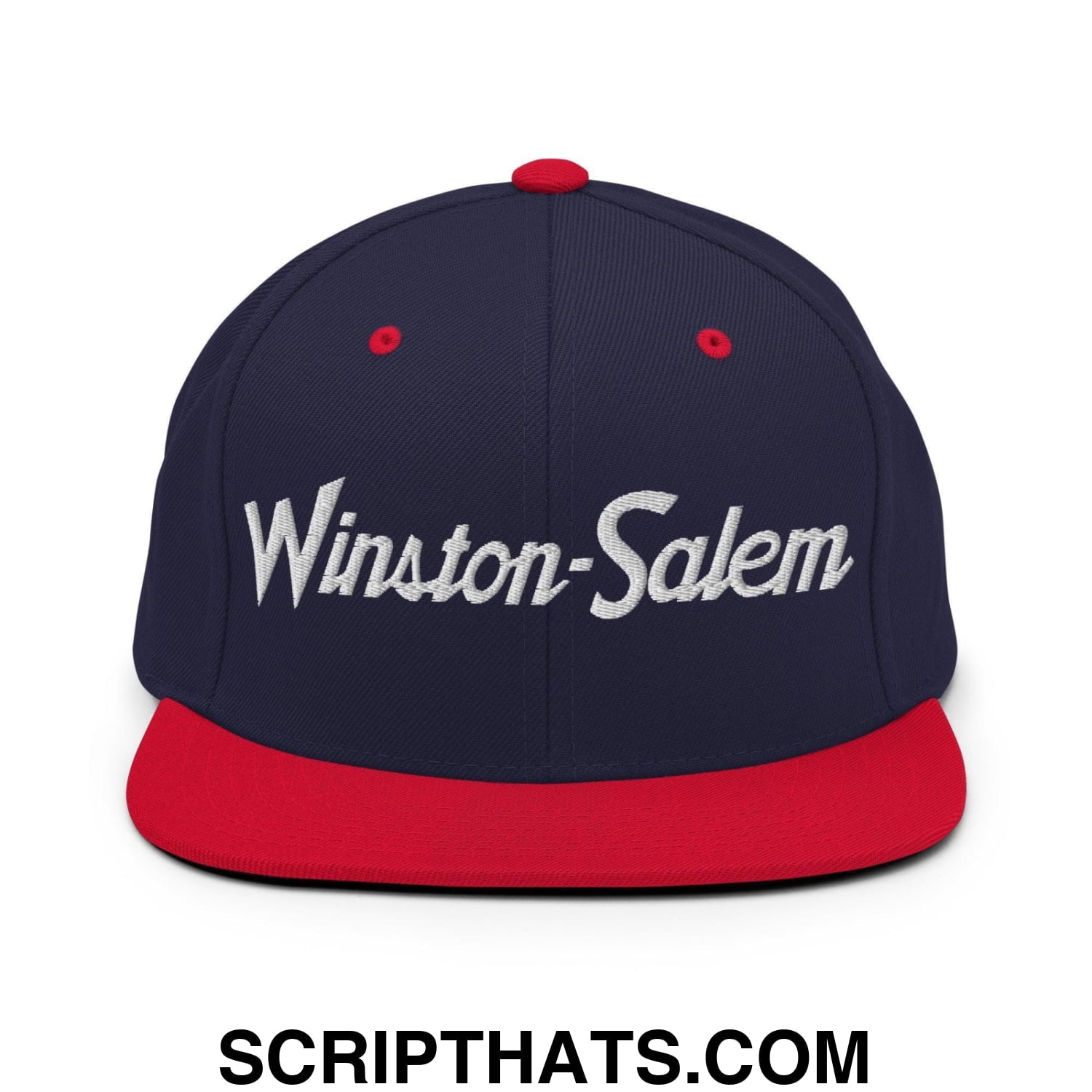 Winston-Salem Script Snapback Hat Navy Red