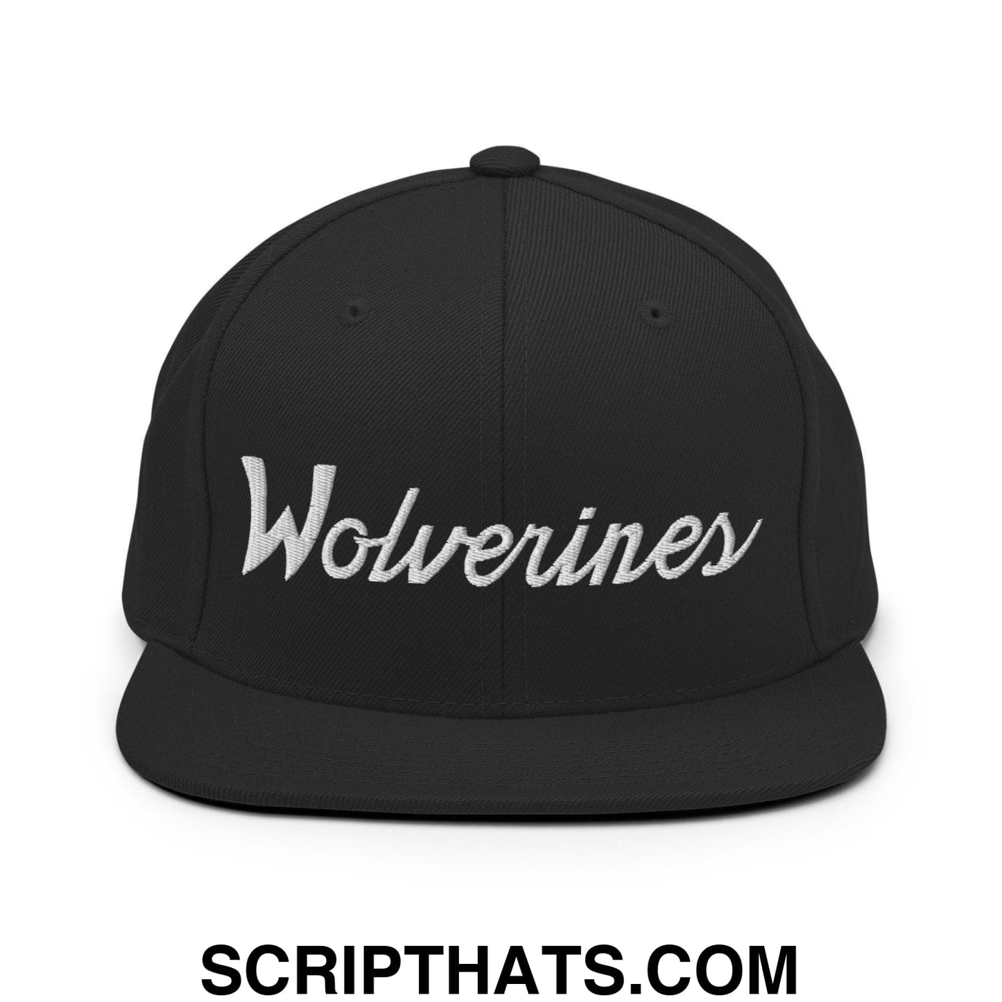 Wolverines School Mascot Script Snapback Hat Black