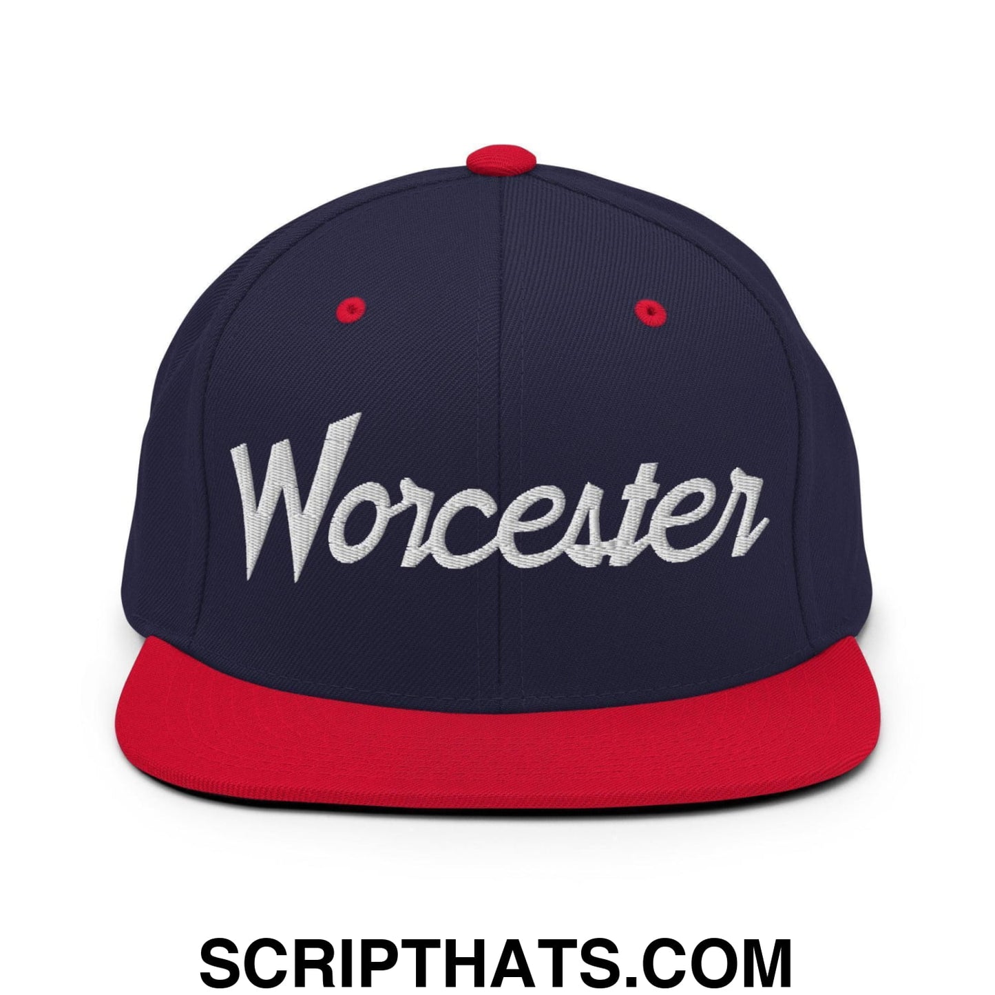 Worcester Script Snapback Hat Navy Red