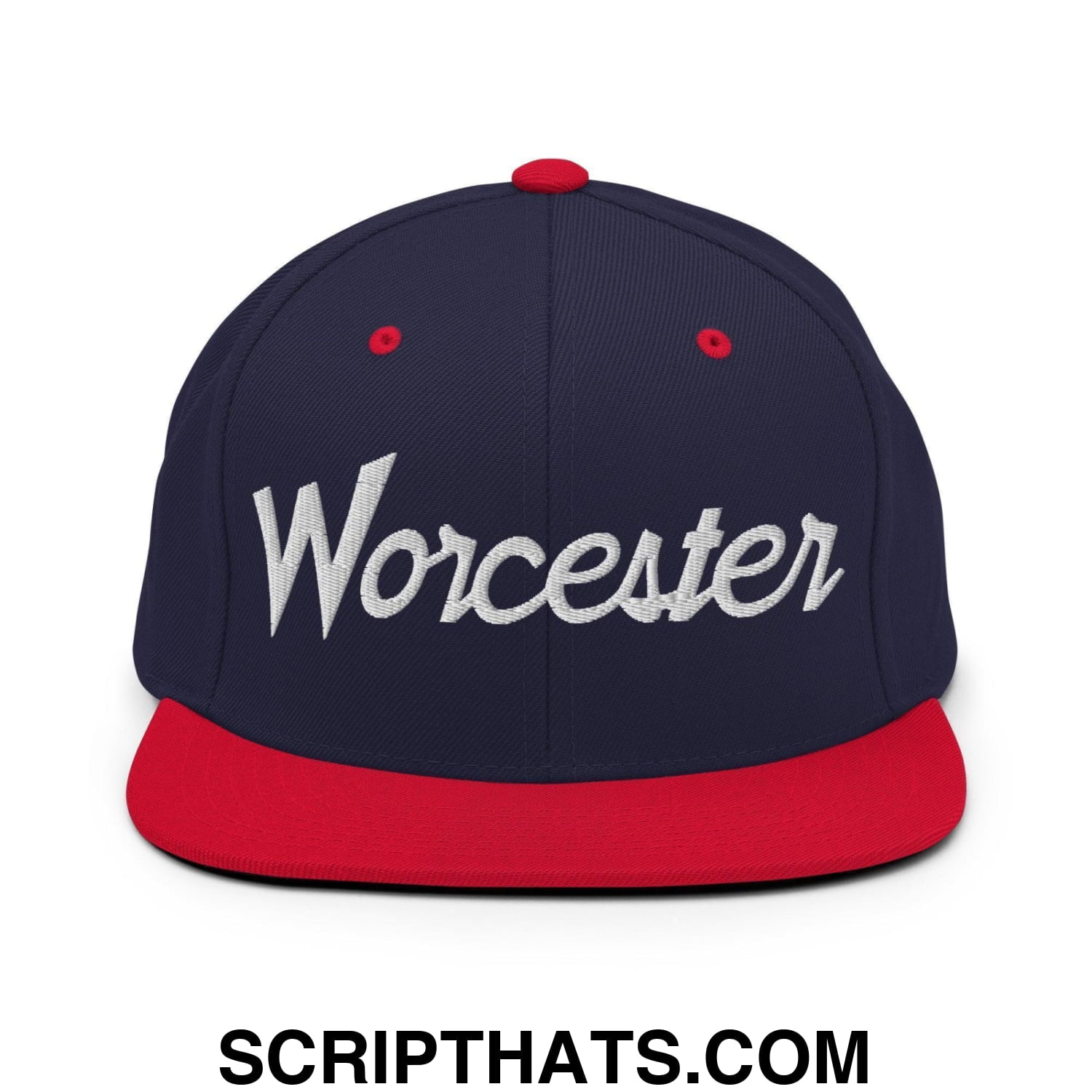 Worcester Script Snapback Hat Navy Red
