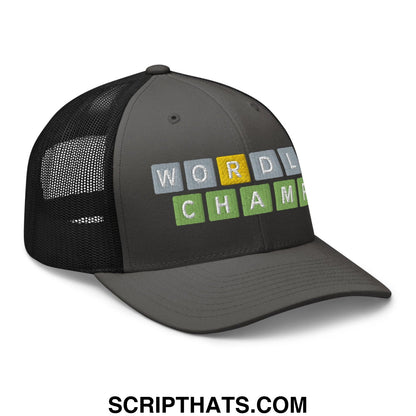 Wordle Champ Retro Trucker Hat Charcoal Black