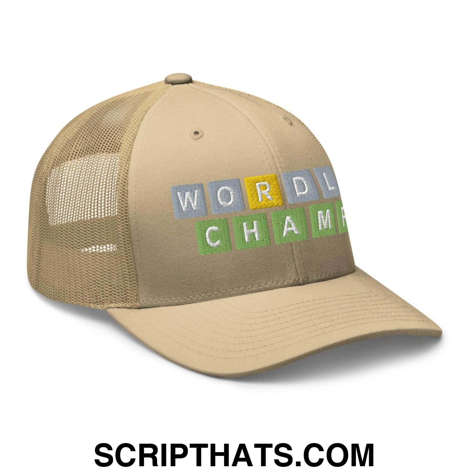 Wordle Champ Retro Trucker Hat Khaki