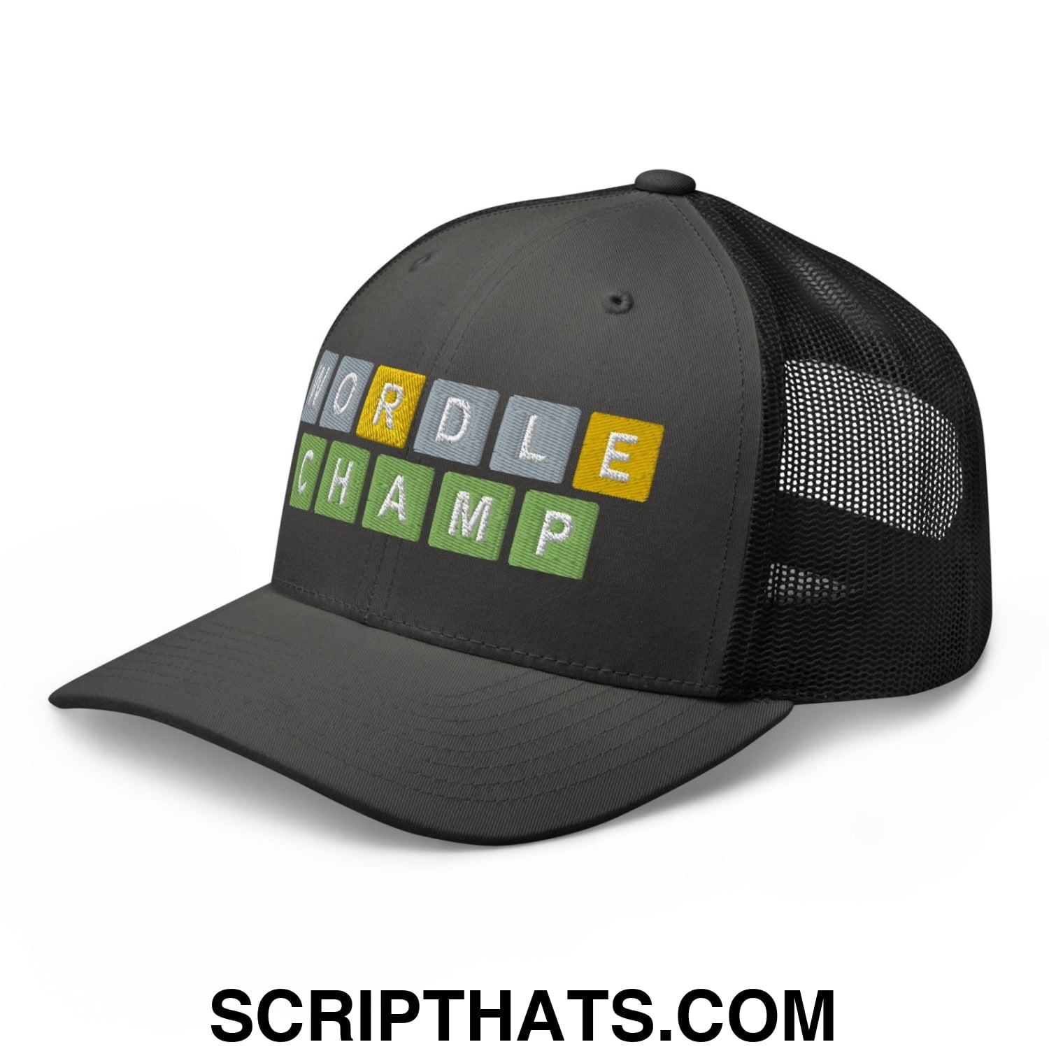 Wordle Champ Retro Trucker Hat Charcoal Black