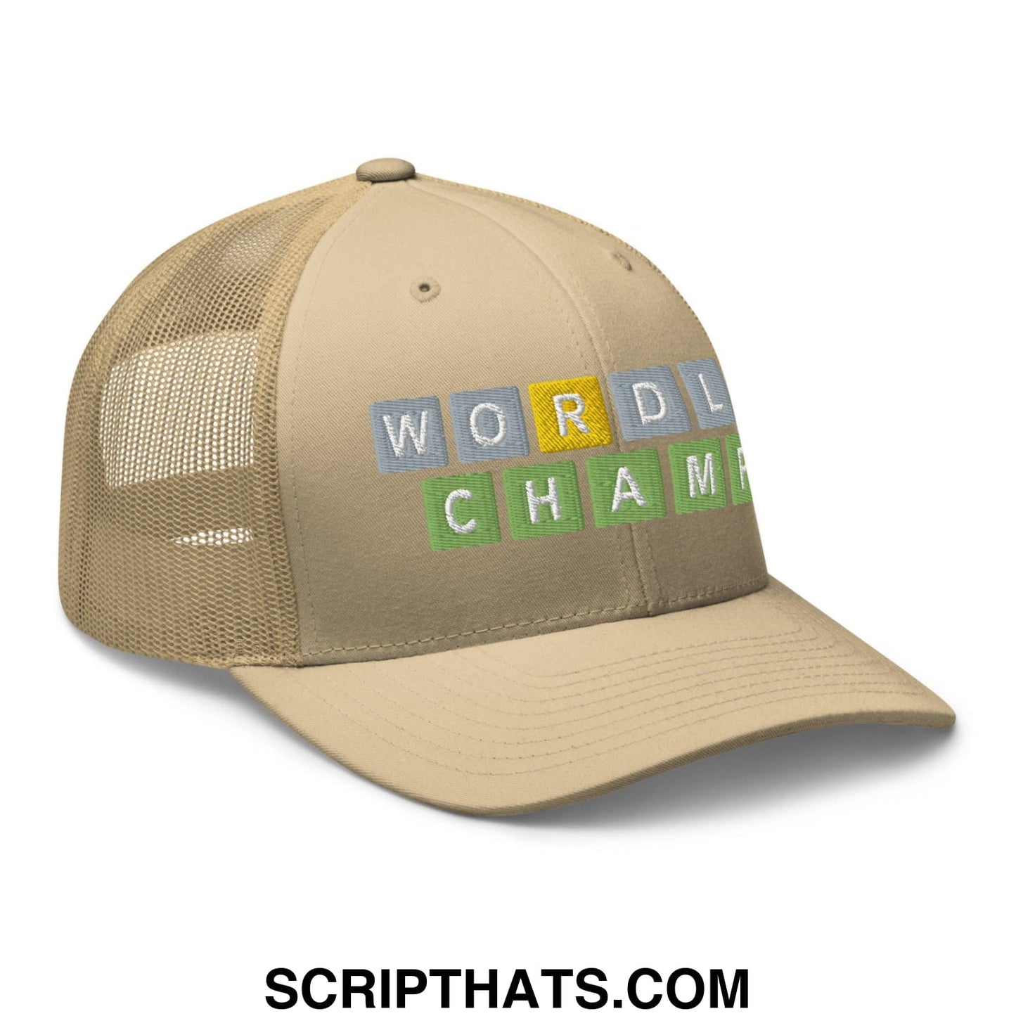 Wordle Champ Retro Trucker Hat Khaki