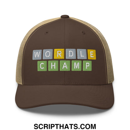 Wordle Champ Retro Trucker Hat Brown Khaki