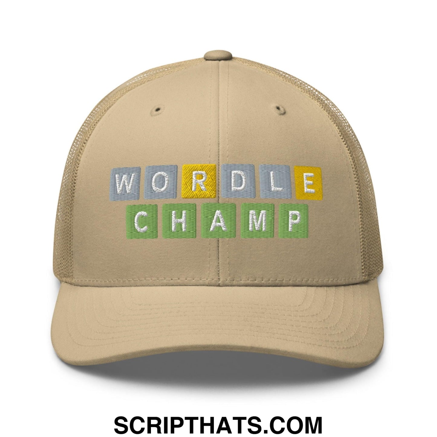 Wordle Champ Retro Trucker Hat Khaki