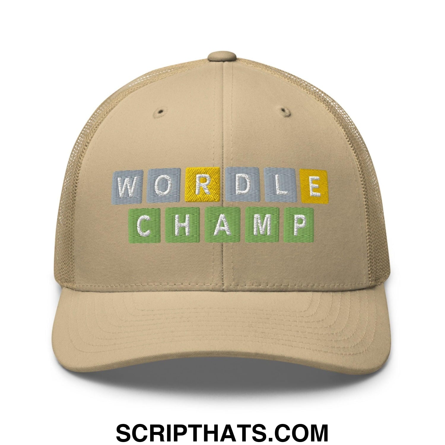 Wordle Champ Retro Trucker Hat Khaki