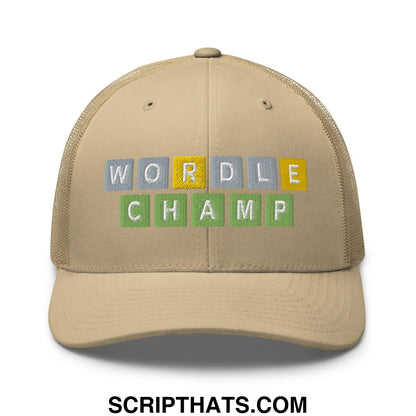 Wordle Champ Retro Trucker Hat Khaki