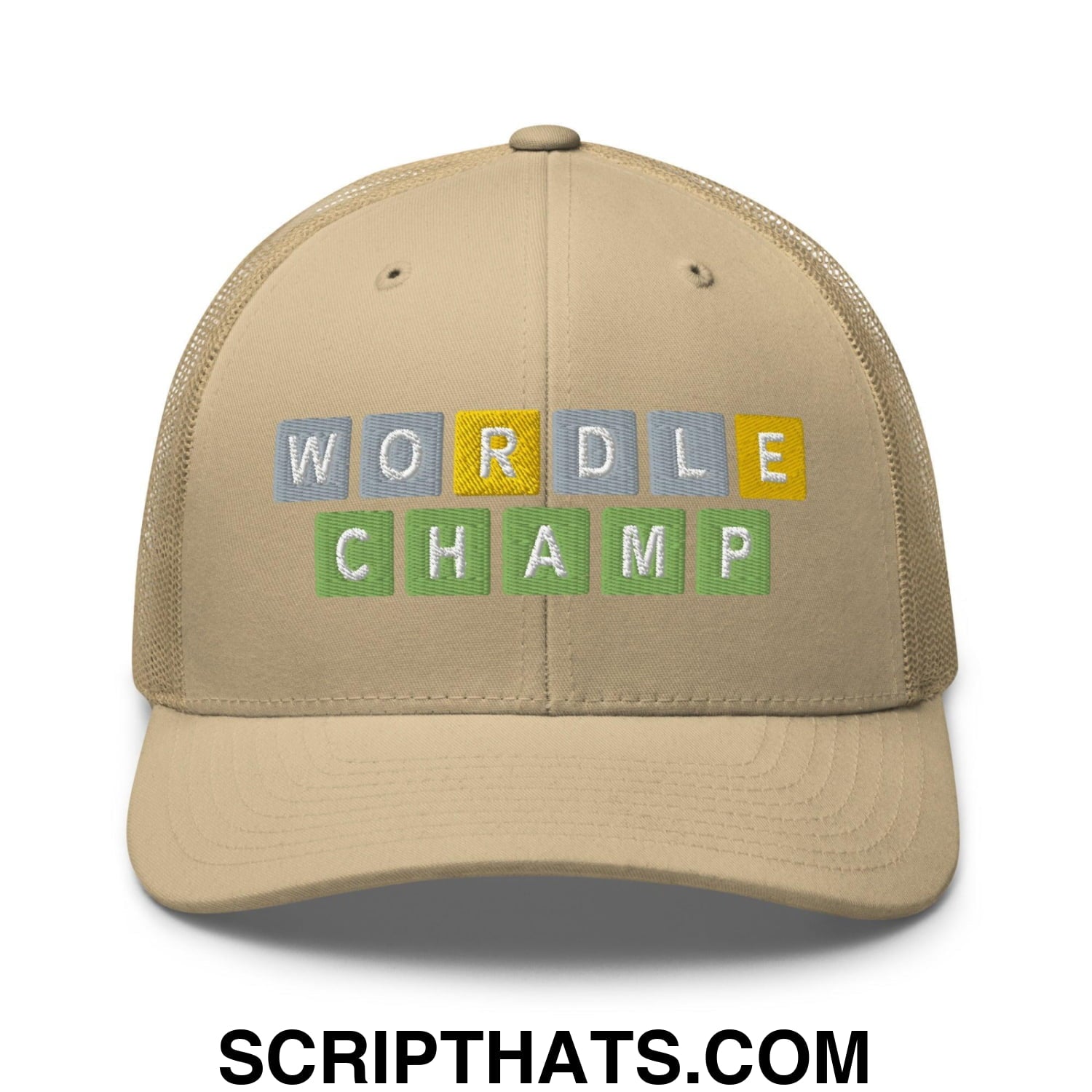 Wordle Champ Retro Trucker Hat Khaki