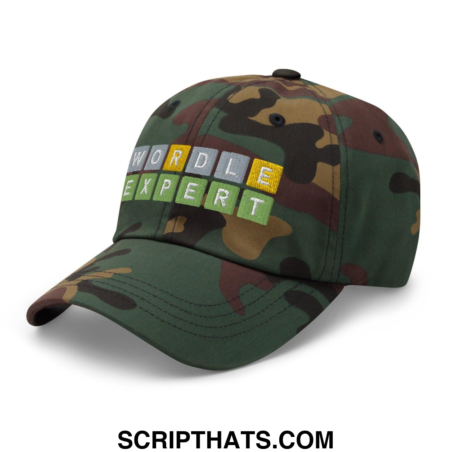 Wordle Expert Dad Hat Green Camo