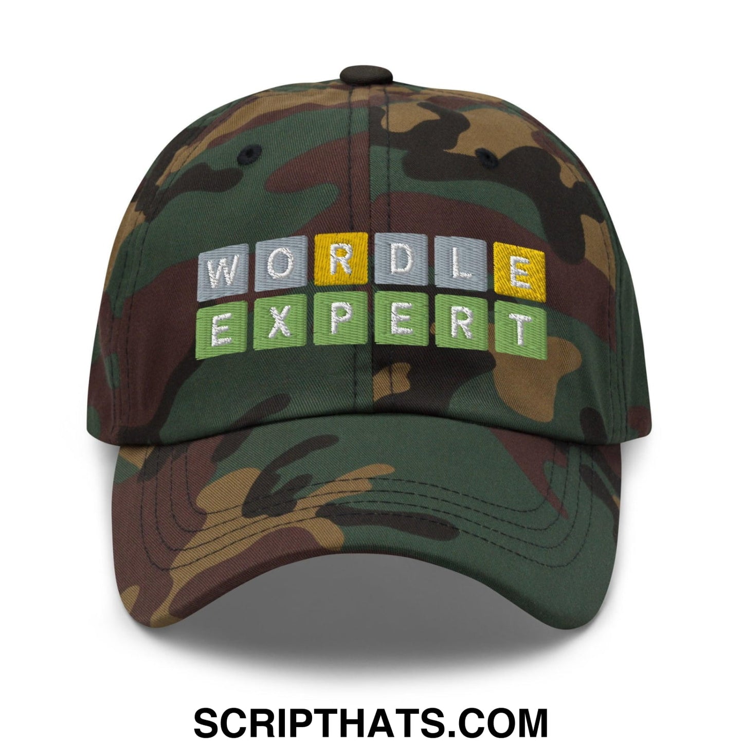 Wordle Expert Dad Hat Green Camo
