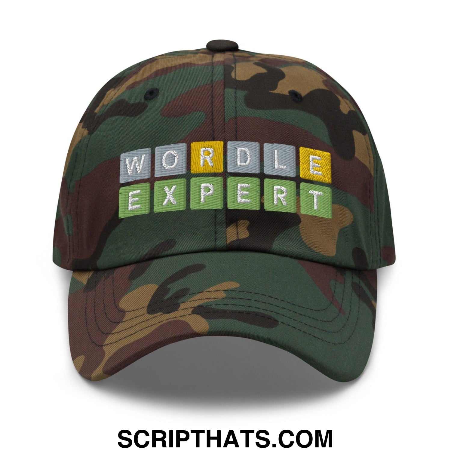 Wordle Expert Dad Hat Green Camo