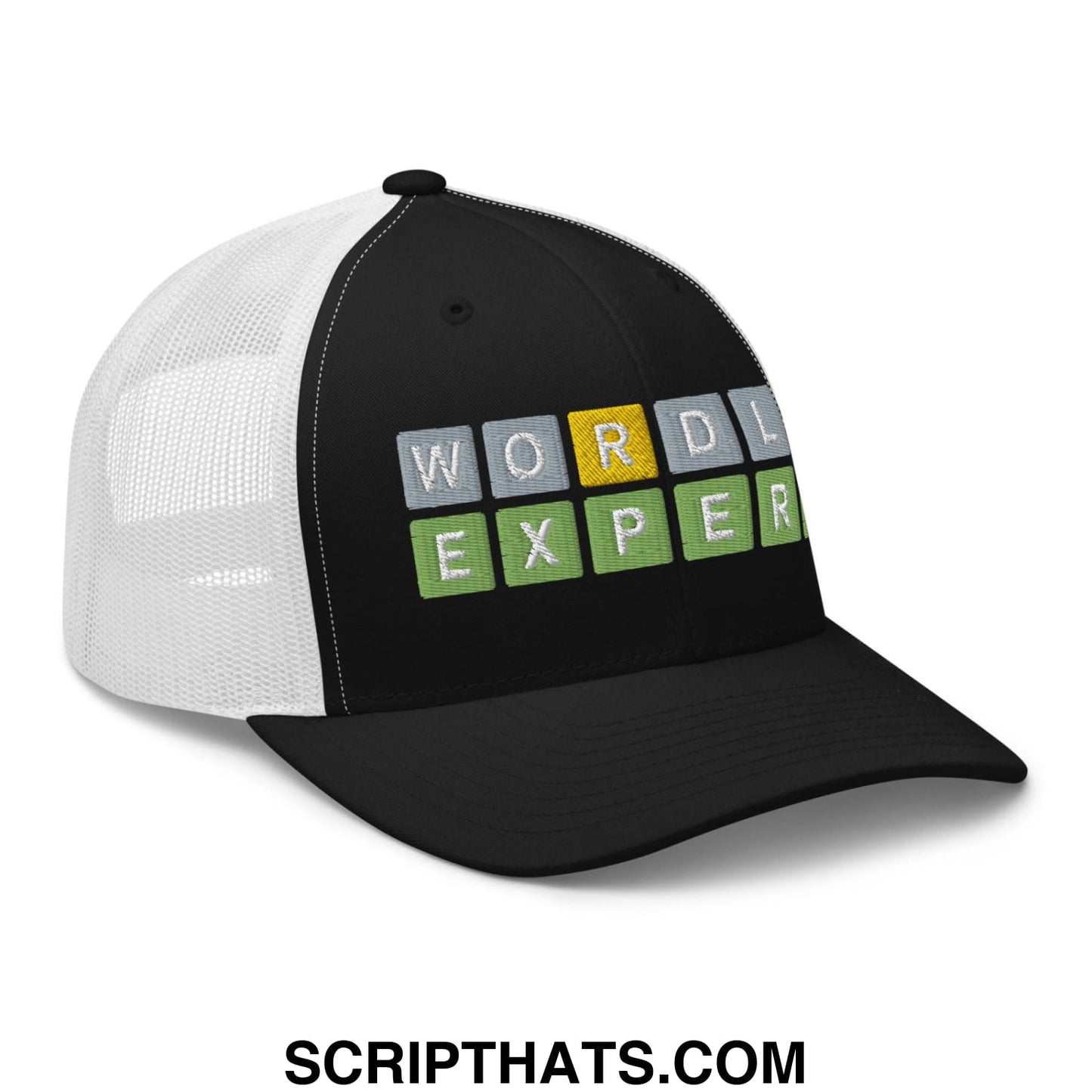 Wordle Expert Retro Trucker Hat Black White