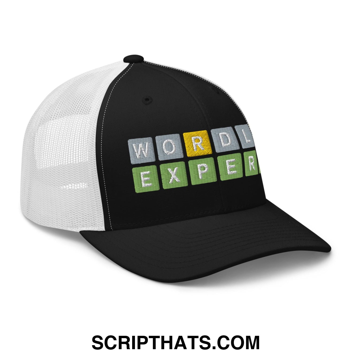 Wordle Expert Retro Trucker Hat Black White