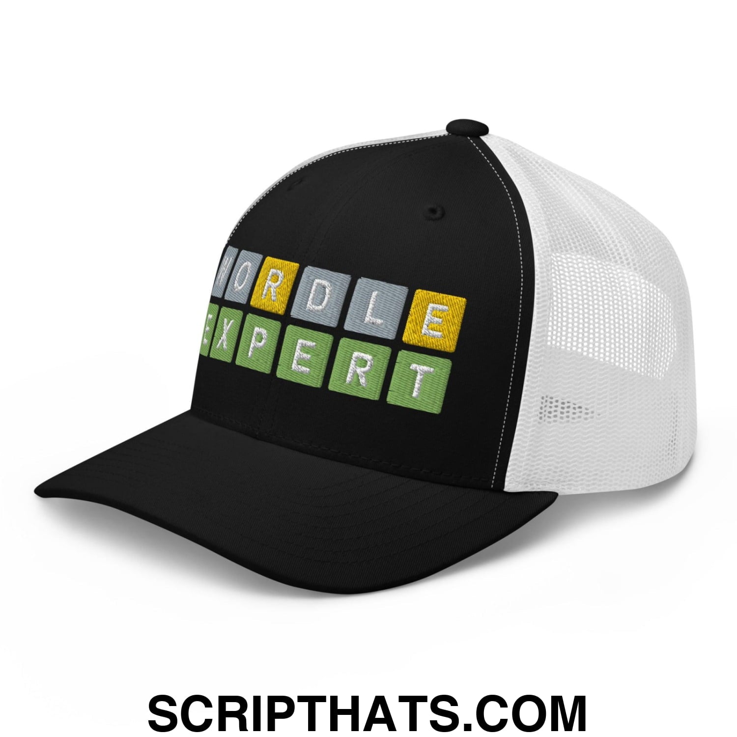 Wordle Expert Retro Trucker Hat Black White