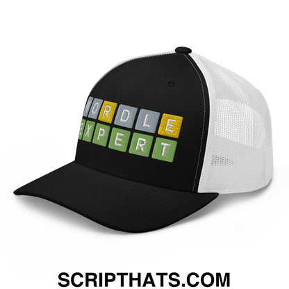 Wordle Expert Retro Trucker Hat Black White