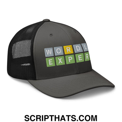 Wordle Expert Retro Trucker Hat Charcoal Black