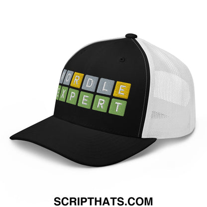 Wordle Expert Retro Trucker Hat Black White