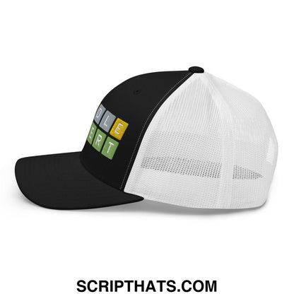 Wordle Expert Retro Trucker Hat Black White