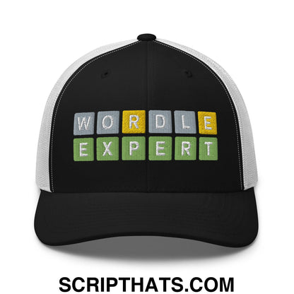 Wordle Expert Retro Trucker Hat Black White