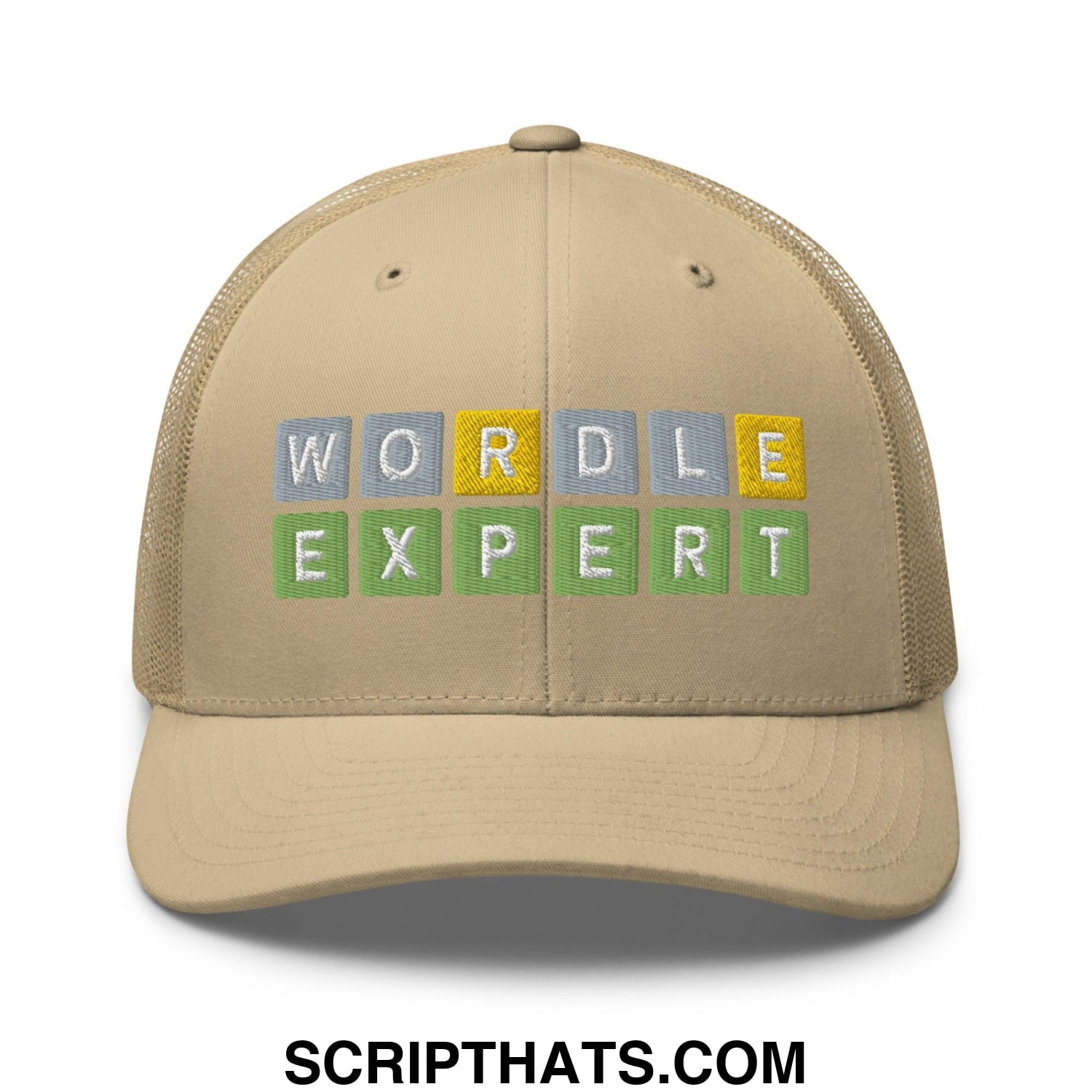 Wordle Expert Retro Trucker Hat Khaki