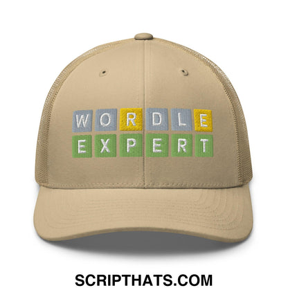 Wordle Expert Retro Trucker Hat Khaki