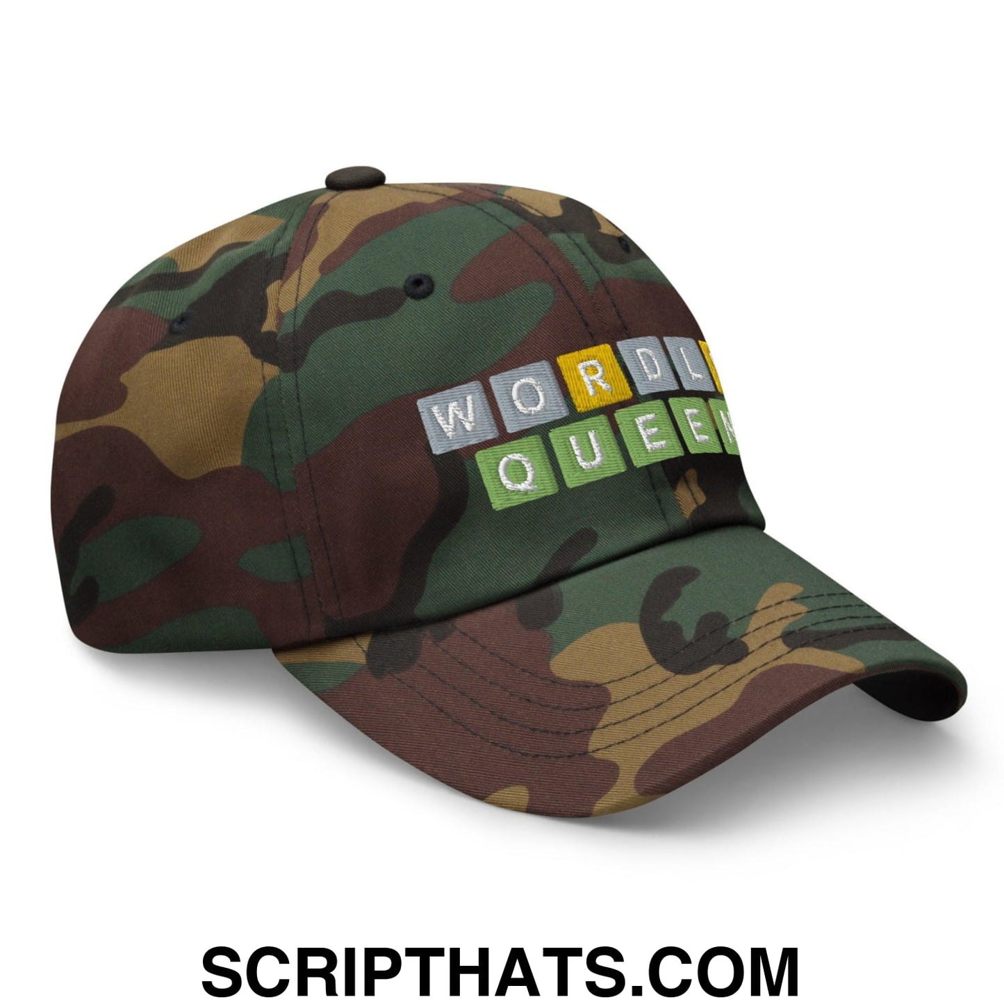 Wordle Queen Dad Hat Green Camo