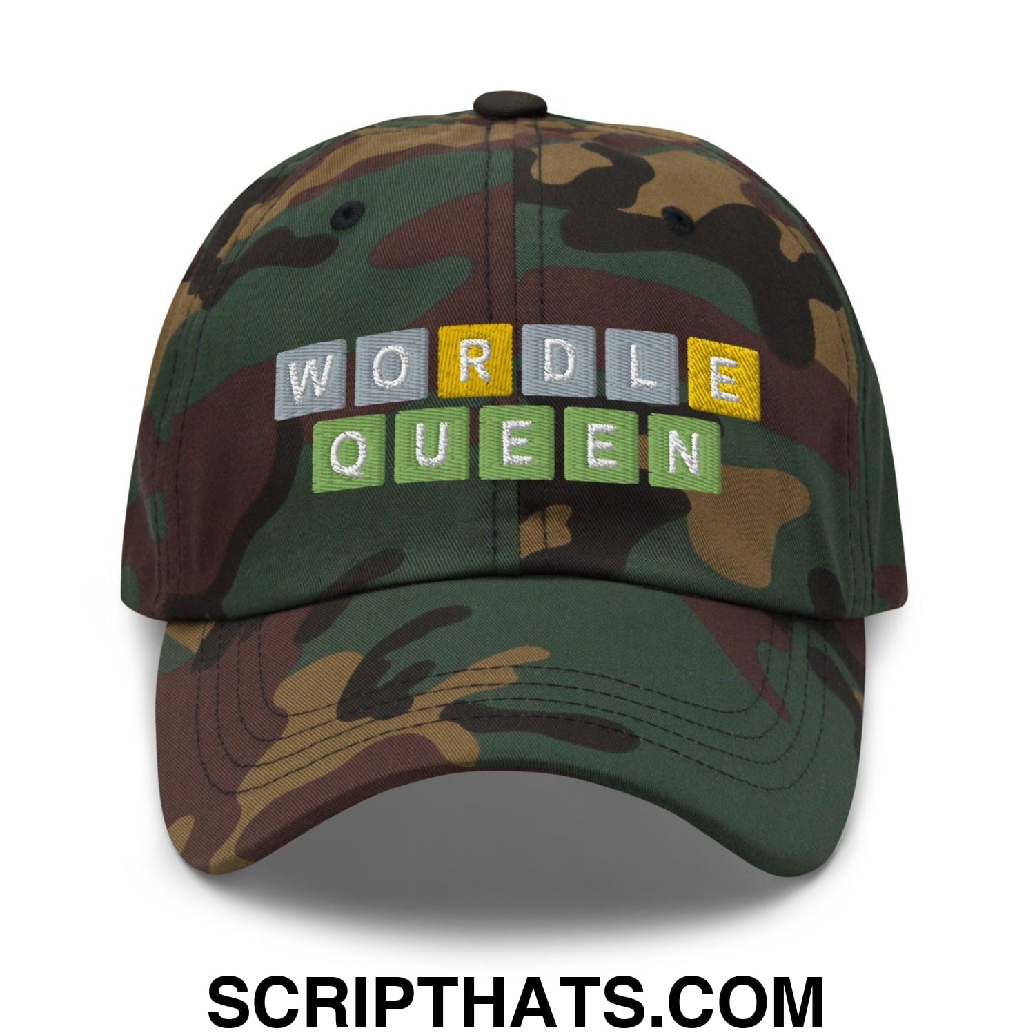 Wordle Queen Dad Hat Green Camo