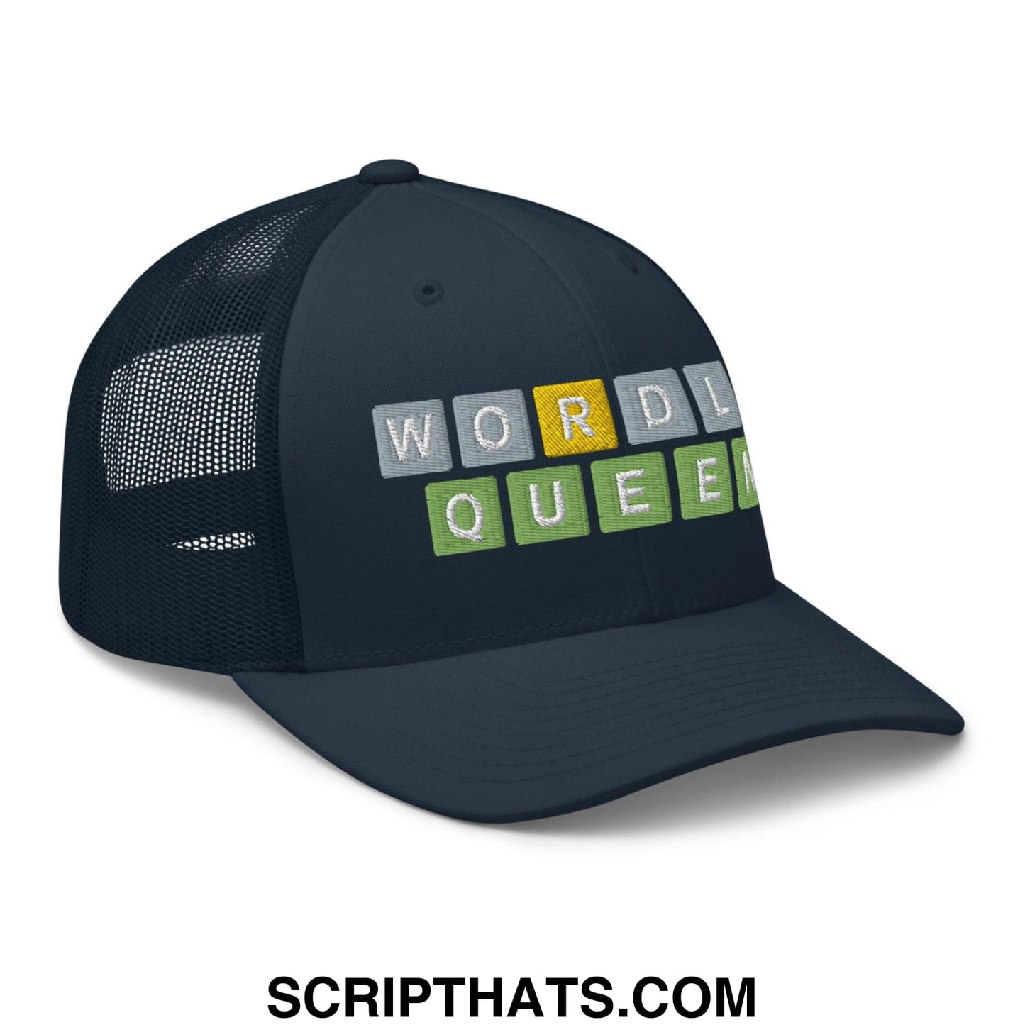 Wordle Queen Retro Trucker Hat Navy