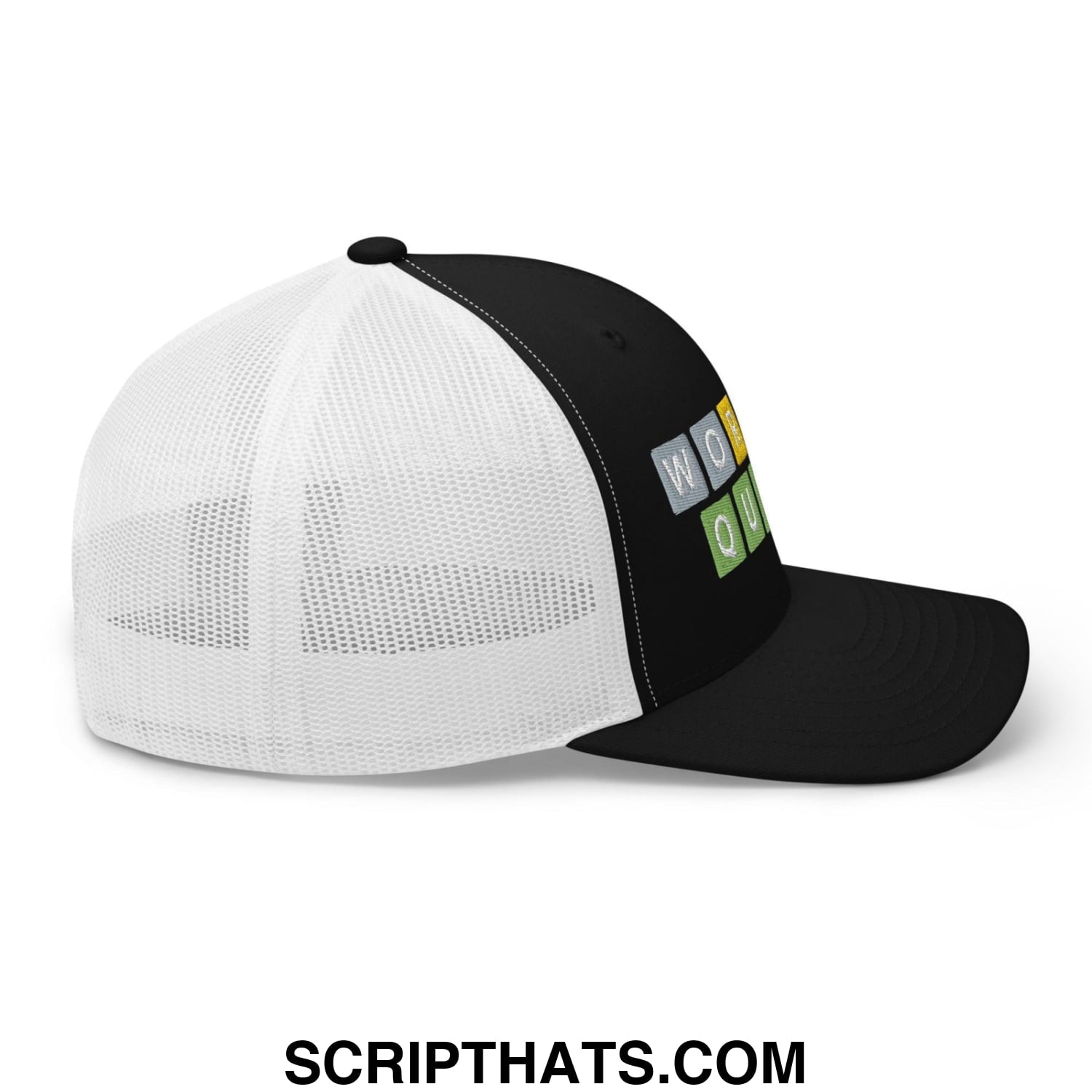 Wordle Queen Retro Trucker Hat Black White
