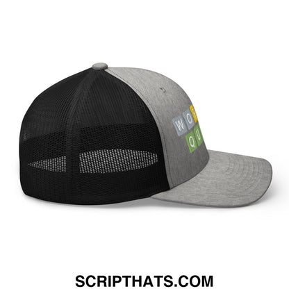 Wordle Queen Retro Trucker Hat Heather Black