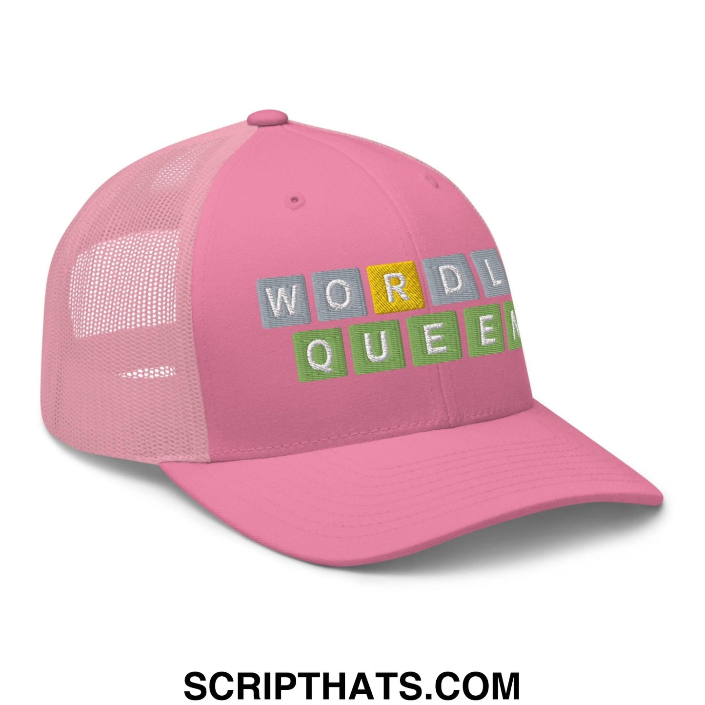 Wordle Queen Retro Trucker Hat Pink