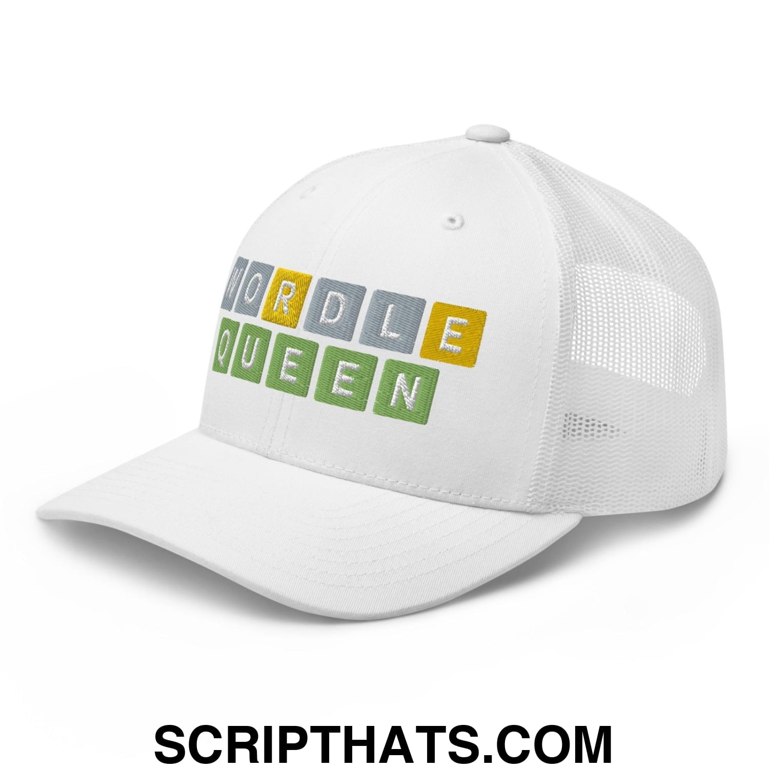 Wordle Queen Retro Trucker Hat White
