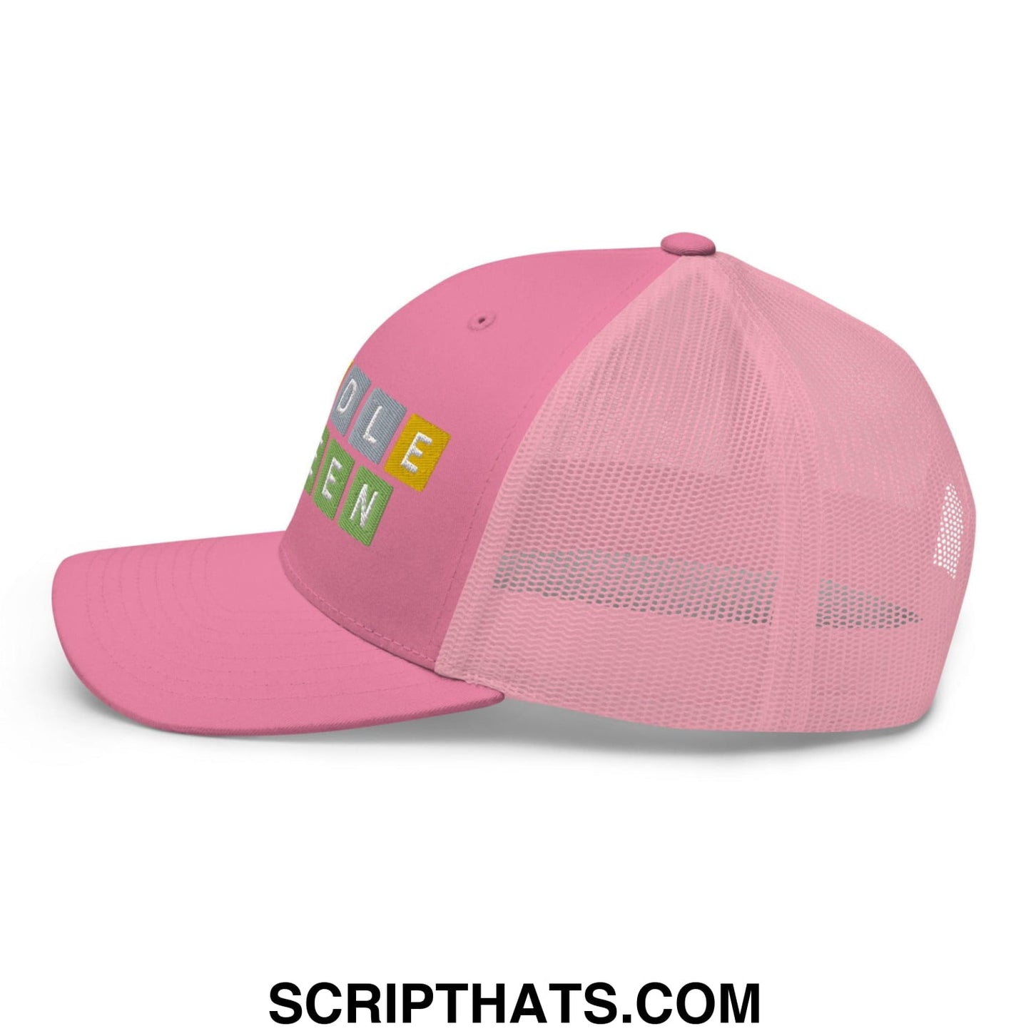 Wordle Queen Retro Trucker Hat Pink