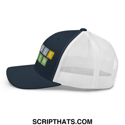 Wordle Queen Retro Trucker Hat Navy White