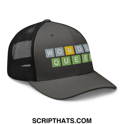 Wordle Queen Retro Trucker Hat Charcoal Black