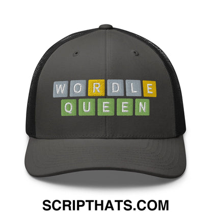Wordle Queen Retro Trucker Hat Charcoal Black