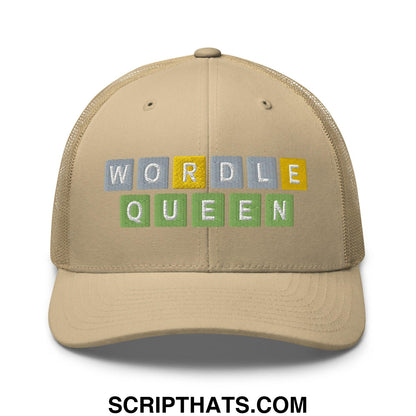Wordle Queen Retro Trucker Hat Khaki