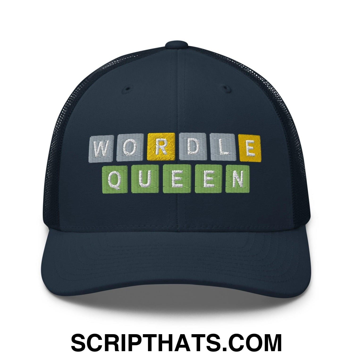 Wordle Queen Retro Trucker Hat Navy