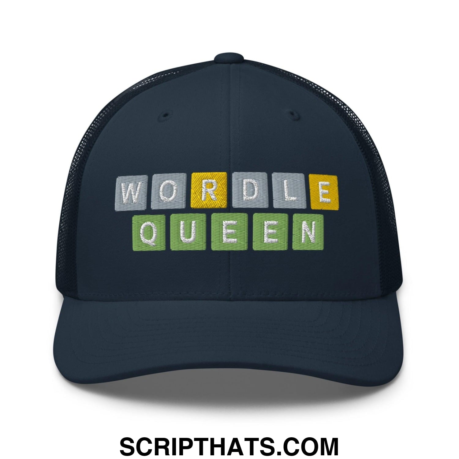 Wordle Queen Retro Trucker Hat Navy