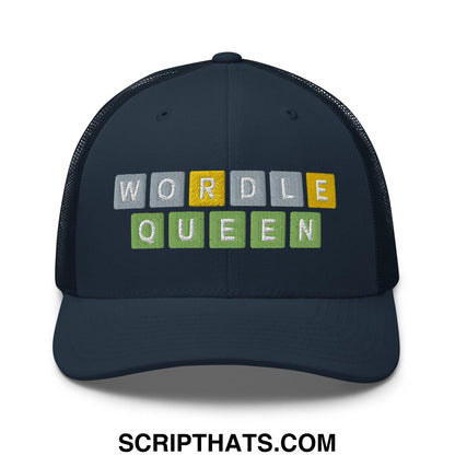 Wordle Queen Retro Trucker Hat Navy