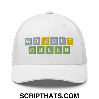 Wordle Queen Retro Trucker Hat White