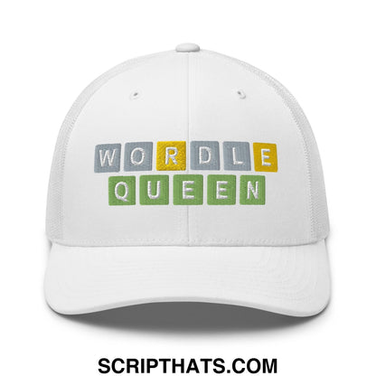 Wordle Queen Retro Trucker Hat White