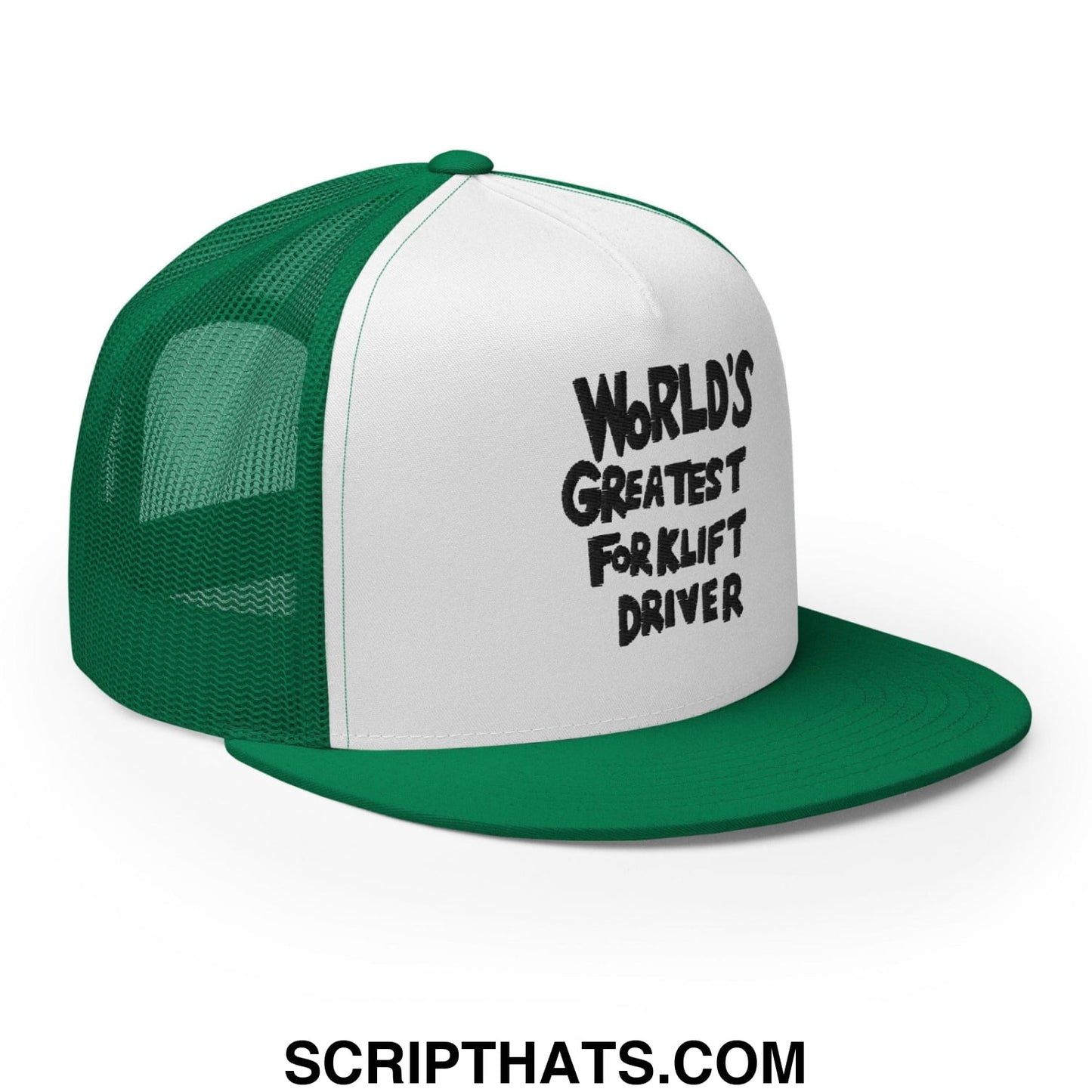 World's Greastest Forklift Driver Regular Trucker Show Hat Kelly White Kelly