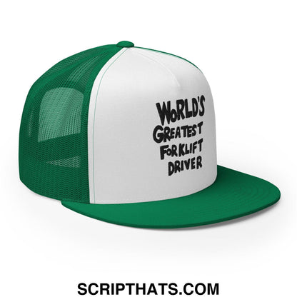 World's Greastest Forklift Driver Regular Trucker Show Hat Kelly White Kelly