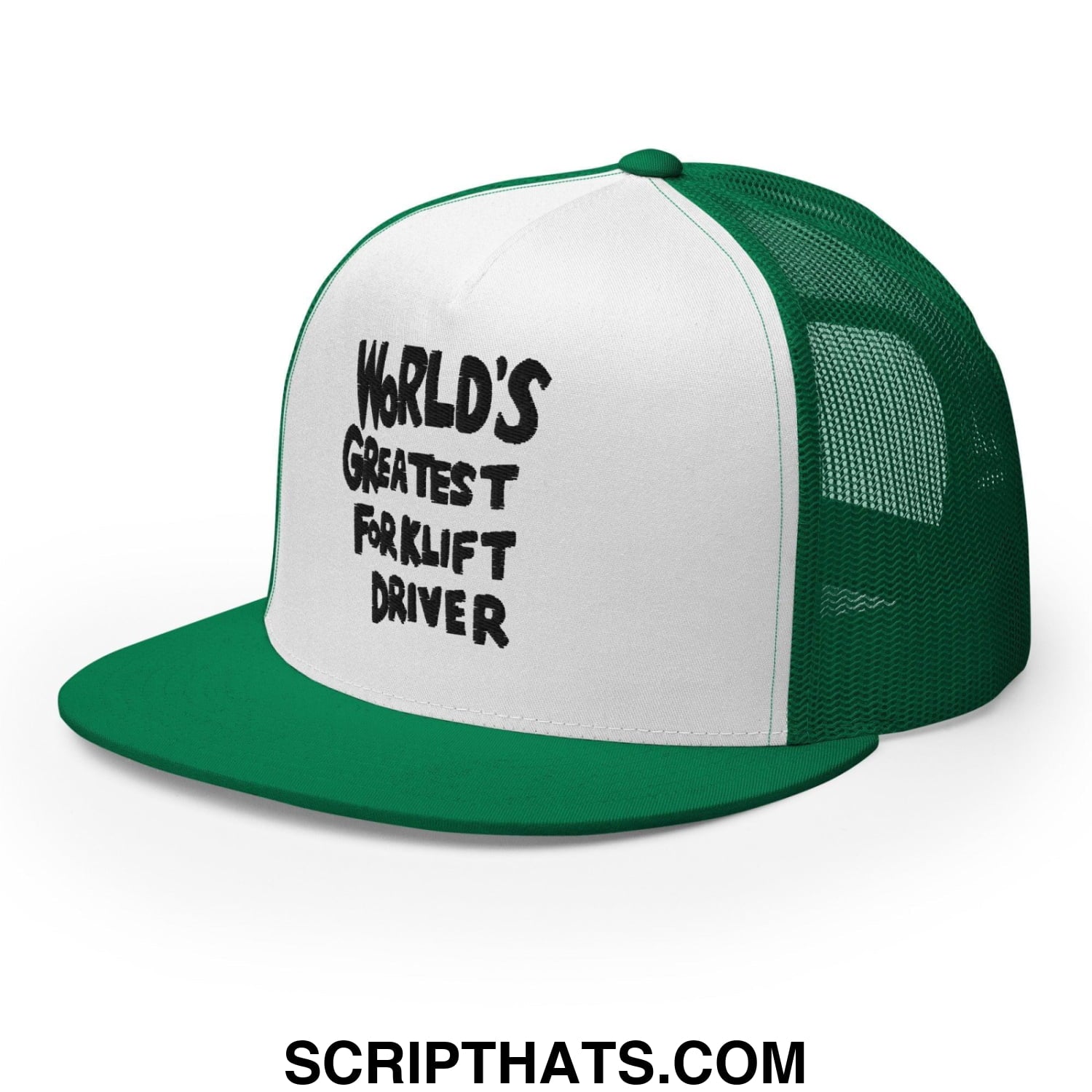 World's Greastest Forklift Driver Regular Trucker Show Hat Kelly White Kelly