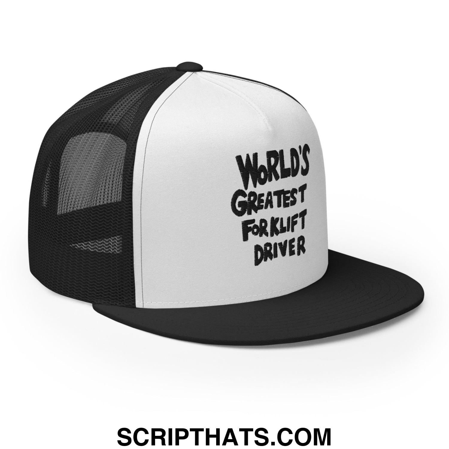 World's Greastest Forklift Driver Regular Trucker Show Hat Black White Black