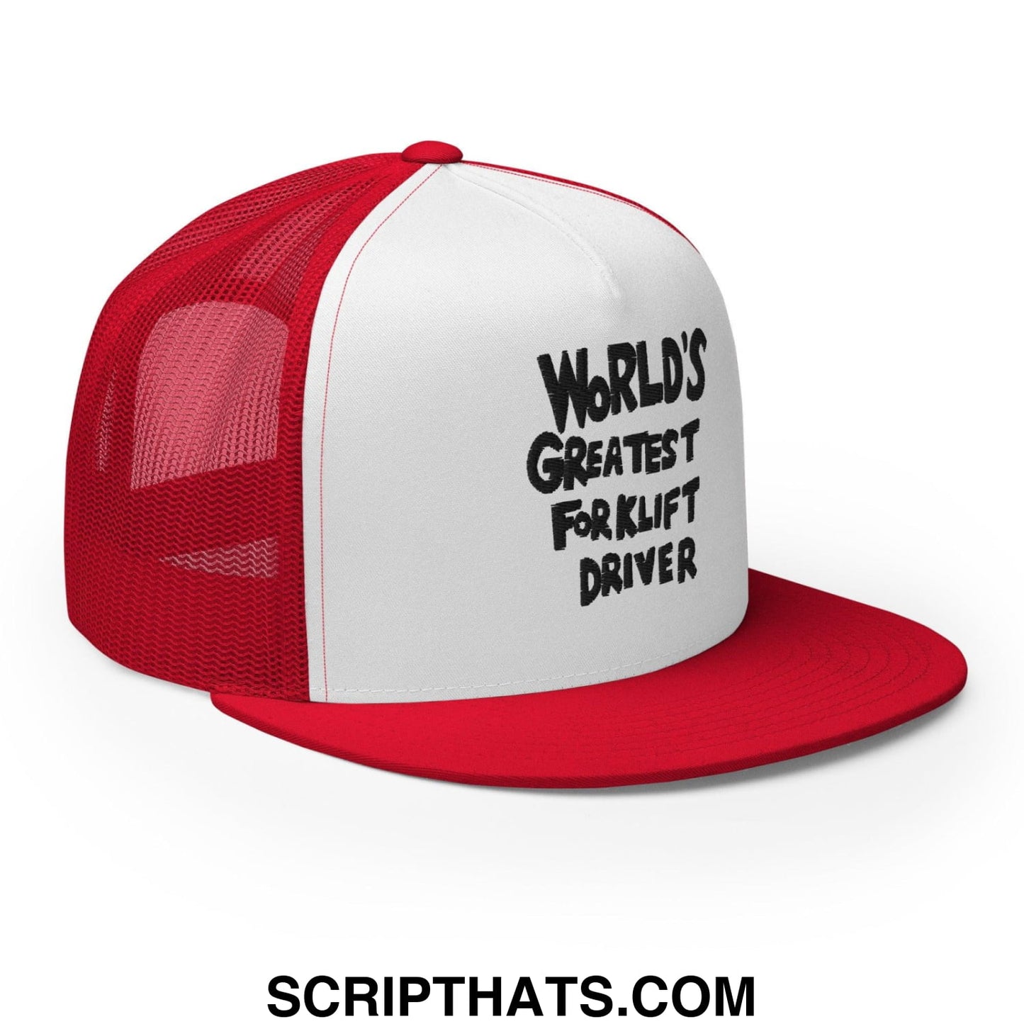 World's Greastest Forklift Driver Regular Trucker Show Hat Red White Red